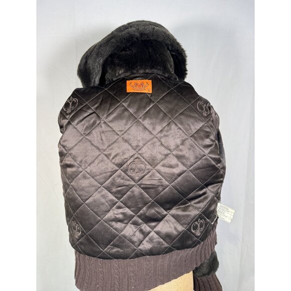 Vintage Y2K 90s Juicy Couture Brown Faux Fur Full Zip Bomber Jacket Coat Sz S - Picture 14 of 16